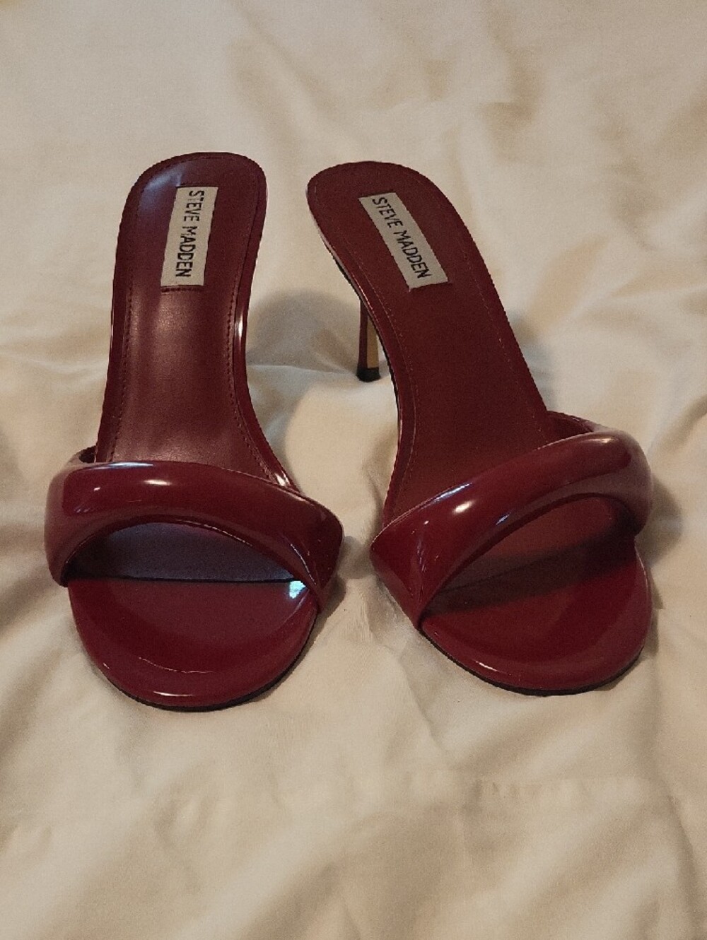 Steve Madden Burgundy Patent Slip-On Stiletto Heels - Picture 2 of 3